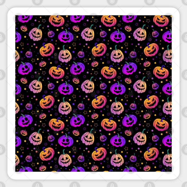 Halloween neon pumpkin pattern Sticker by Saya Raven